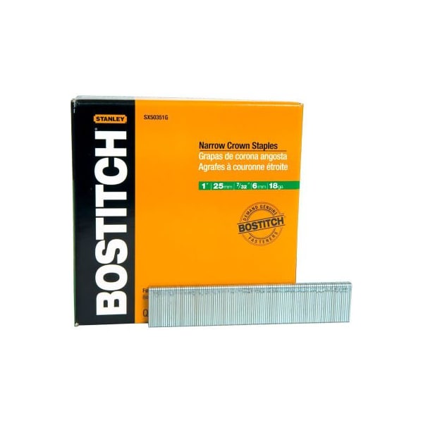 Dewalt Bostitch 1/2" Leg 18 Gauge 7/32" Narrow Crown Finish Staples, 3000/Qty SX50351-1/4G - main
